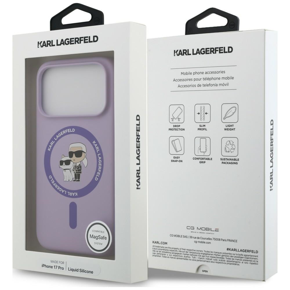 Karl Lagerfeld Handyhülle Silicone Karl & Choupette Ring do MagSafe für iPhone 18 Pro Max / 17 Pro Max, Violett (8/8)
