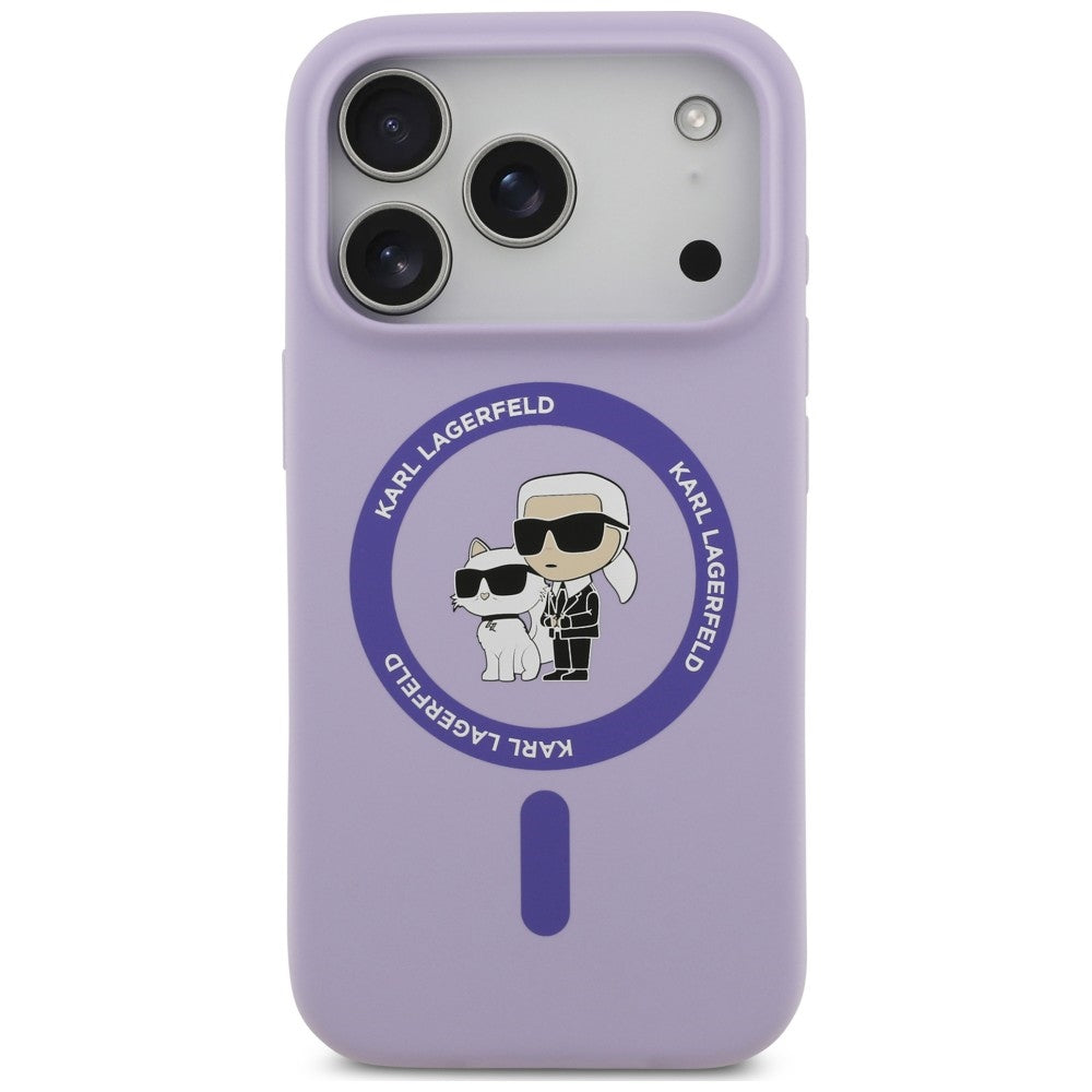Karl Lagerfeld Handyhülle Silicone Karl & Choupette Ring do MagSafe für iPhone 18 Pro Max / 17 Pro Max, Violett (3/8)