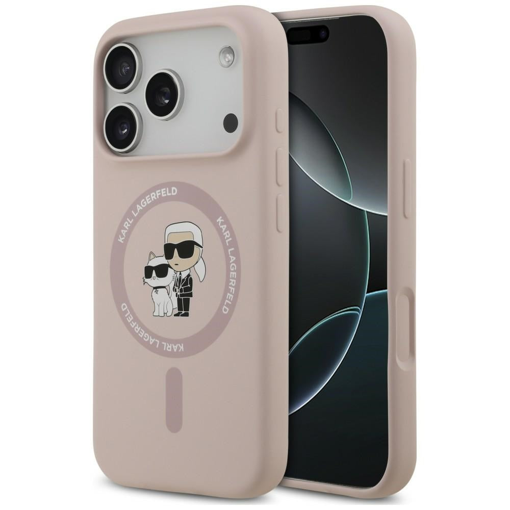 Karl Lagerfeld Handyhülle Silicone Karl & Choupette Ring do MagSafe für iPhone 18 Pro Max / 17 Pro Max, Rosa (1/8)