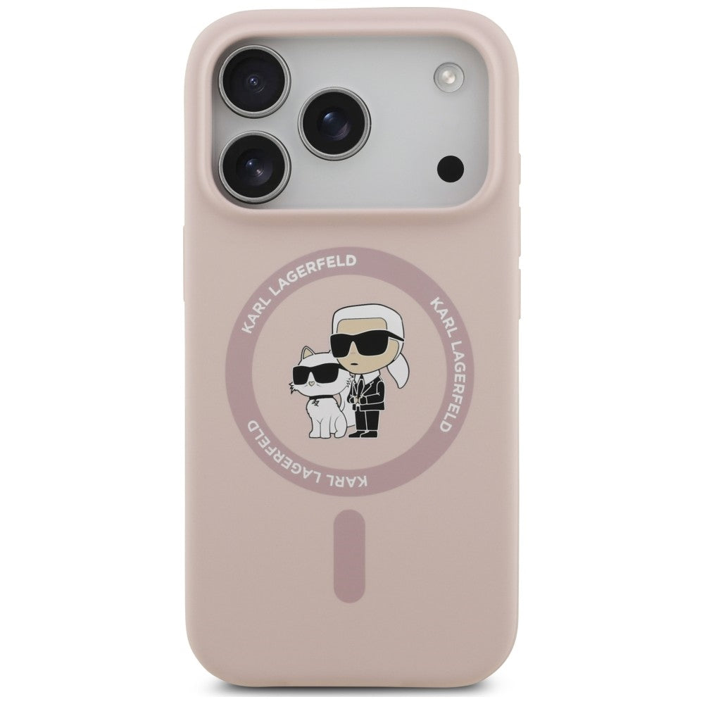 Karl Lagerfeld Handyhülle Silicone Karl & Choupette Ring do MagSafe für iPhone 18 Pro Max / 17 Pro Max, Rosa (3/8)