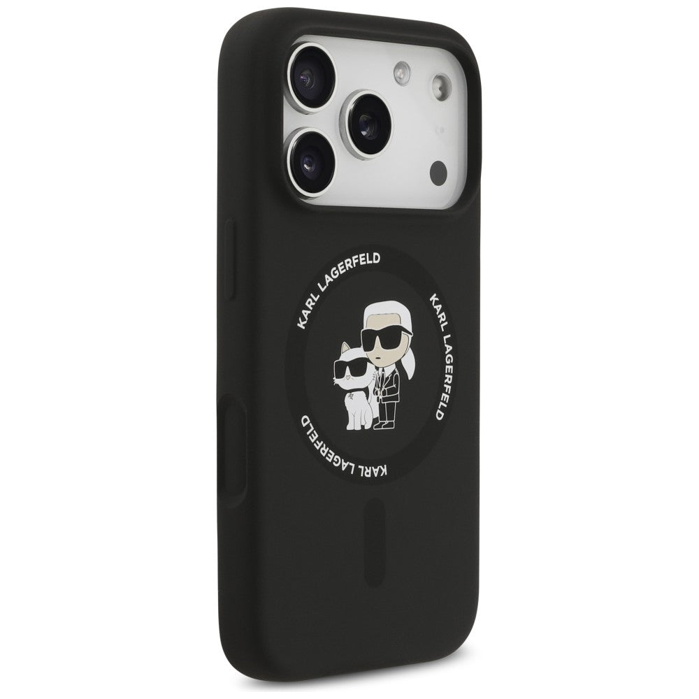 Karl Lagerfeld Handyhülle Silicone Karl & Choupette Ring do MagSafe für iPhone 18 Pro / 17 Pro, Schwarz (4/8)