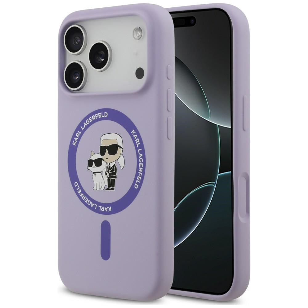 Karl Lagerfeld Handyhülle Silicone Karl & Choupette Ring do MagSafe für iPhone 18 Pro Max / 17 Pro Max, Violett (1/8)