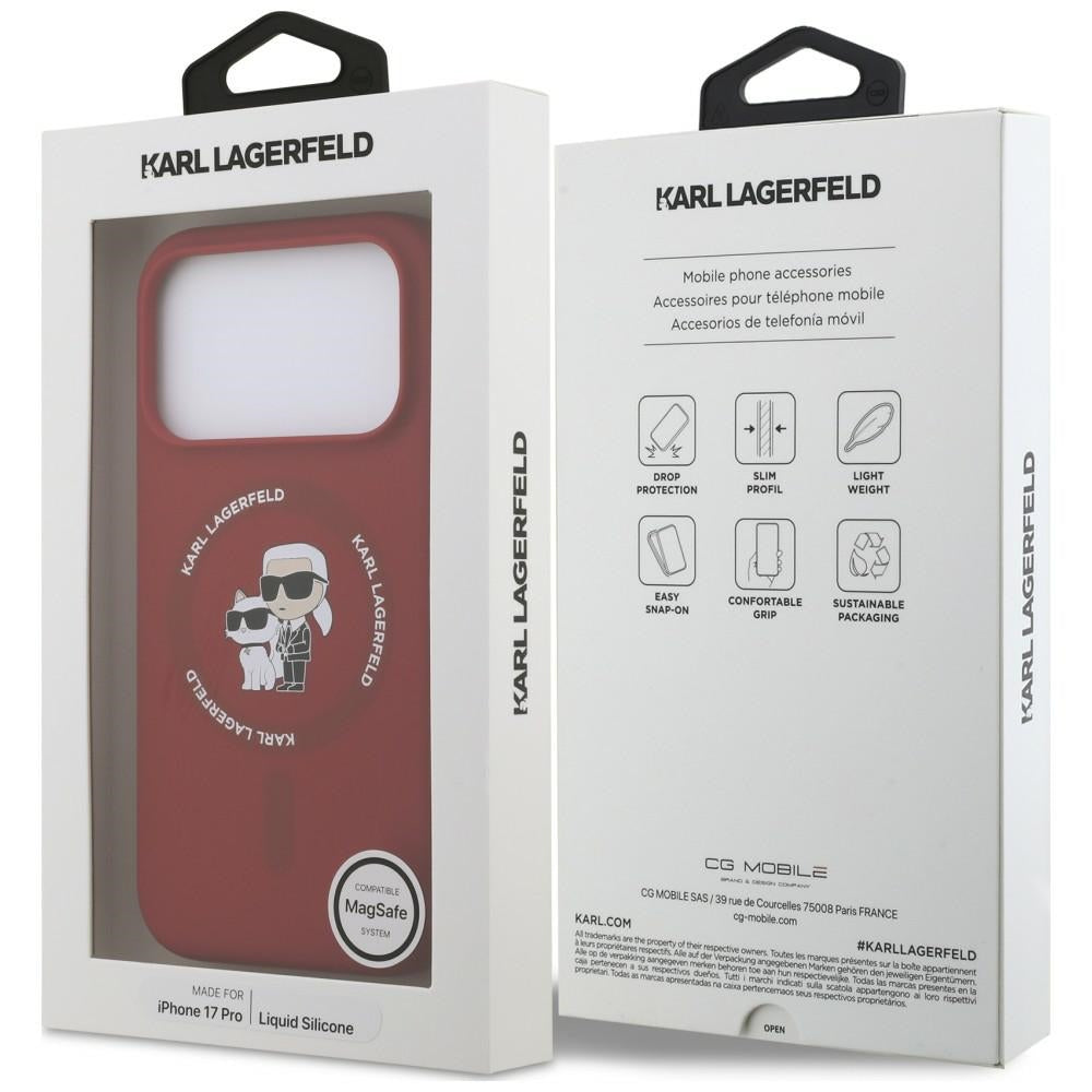 Karl Lagerfeld Handyhülle Silicone Karl & Choupette Ring do MagSafe für iPhone 18 Pro Max / 17 Pro Max, Rot (8/8)
