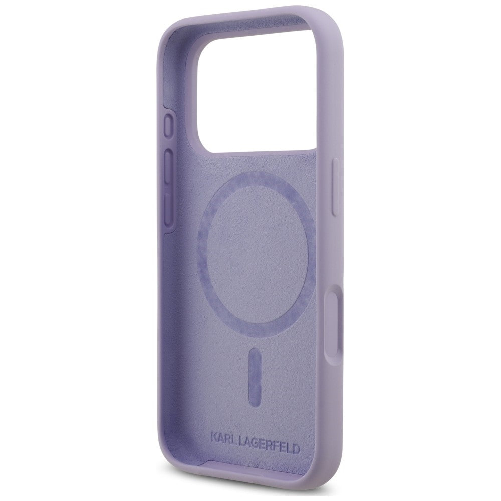 Karl Lagerfeld Handyhülle Silicone Karl & Choupette Ring do MagSafe für iPhone 18 Pro Max / 17 Pro Max, Violett (7/8)