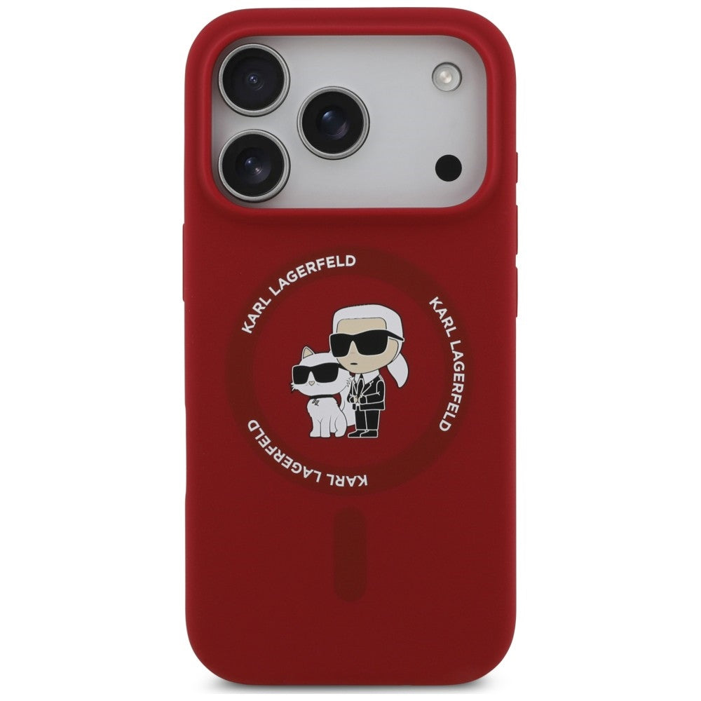 Karl Lagerfeld Handyhülle Silicone Karl & Choupette Ring do MagSafe für iPhone 18 Pro Max / 17 Pro Max, Rot (3/8)