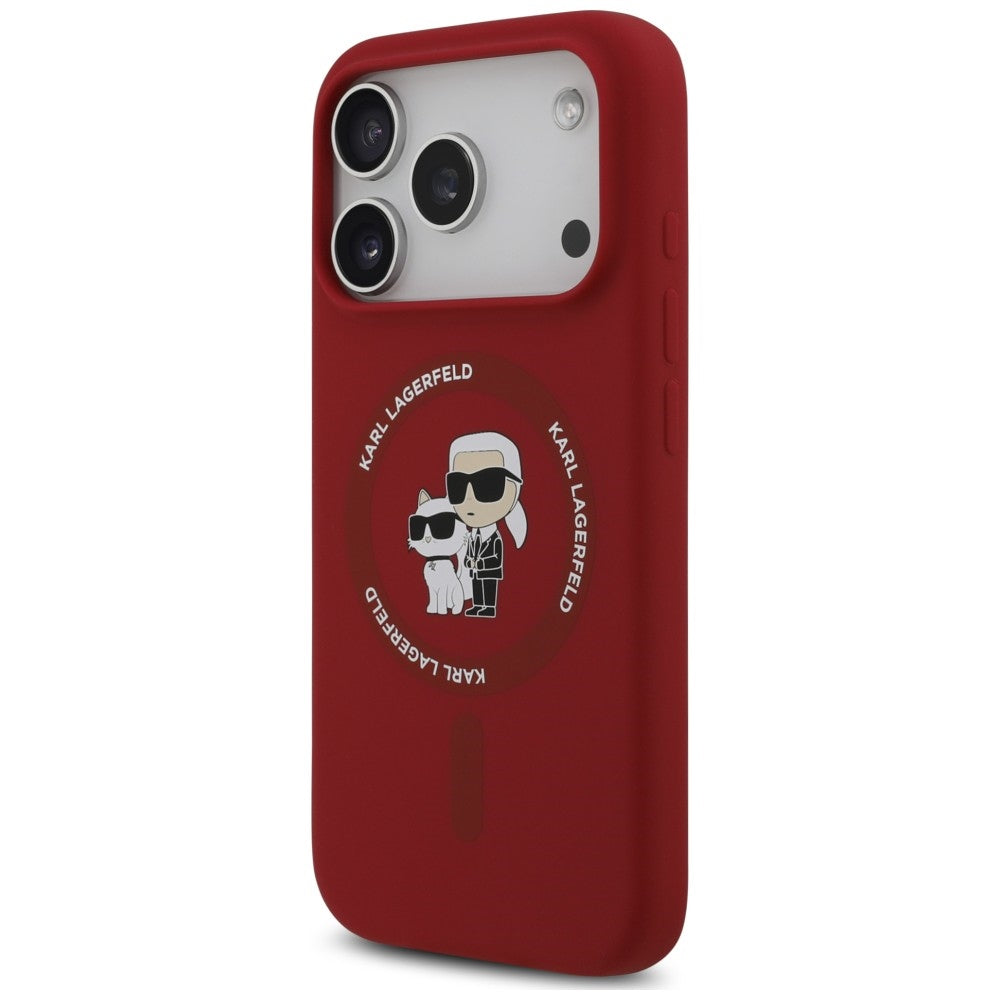 Karl Lagerfeld Handyhülle Silicone Karl & Choupette Ring do MagSafe für iPhone 18 Pro Max / 17 Pro Max, Rot (2/8)