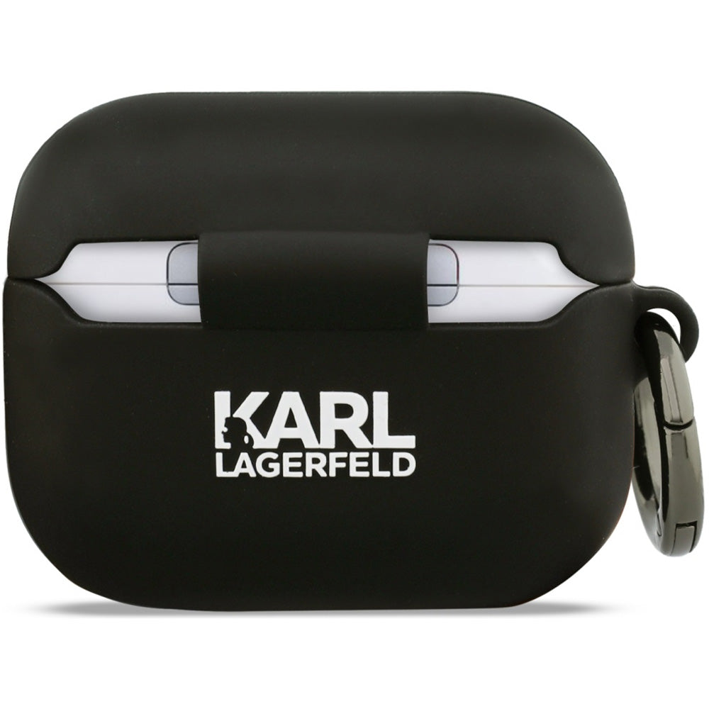 Schutzhülle für AirPods Pro 3, Karl Lagerfeld Silicone Karl Head 3D, Schwarz