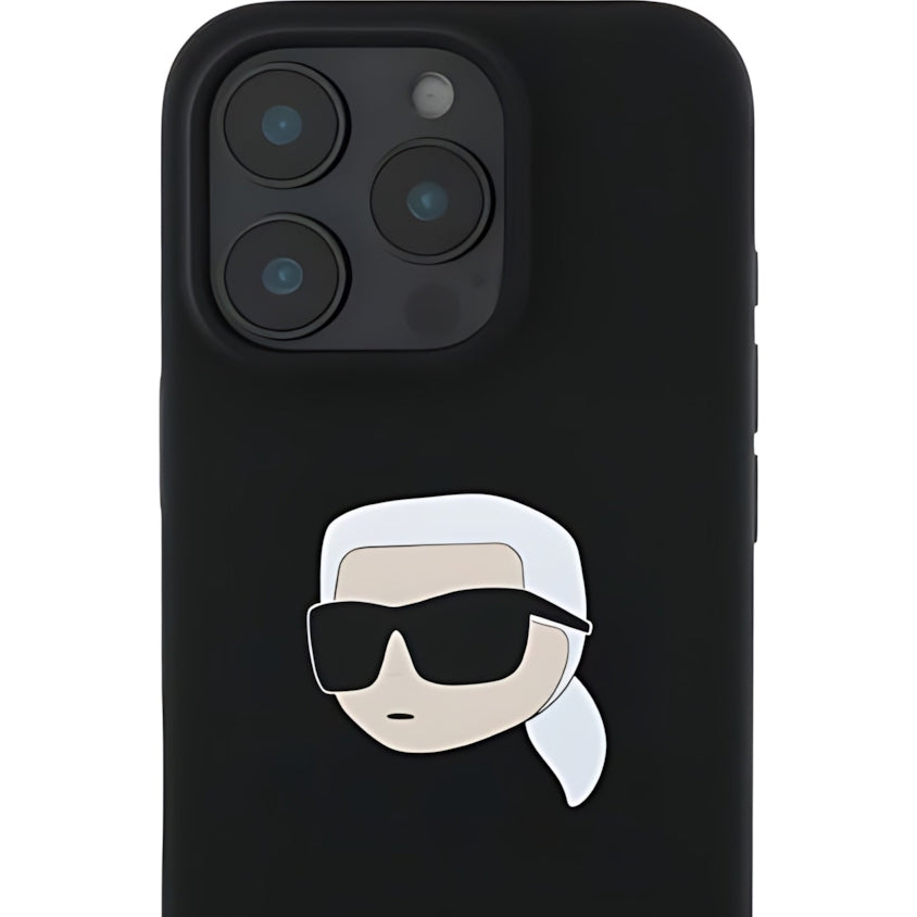 Schutzhülle Karl Lagerfeld Hard Case Silicone Karl Head MagSafe für iPhone 16 Pro, Schwarz