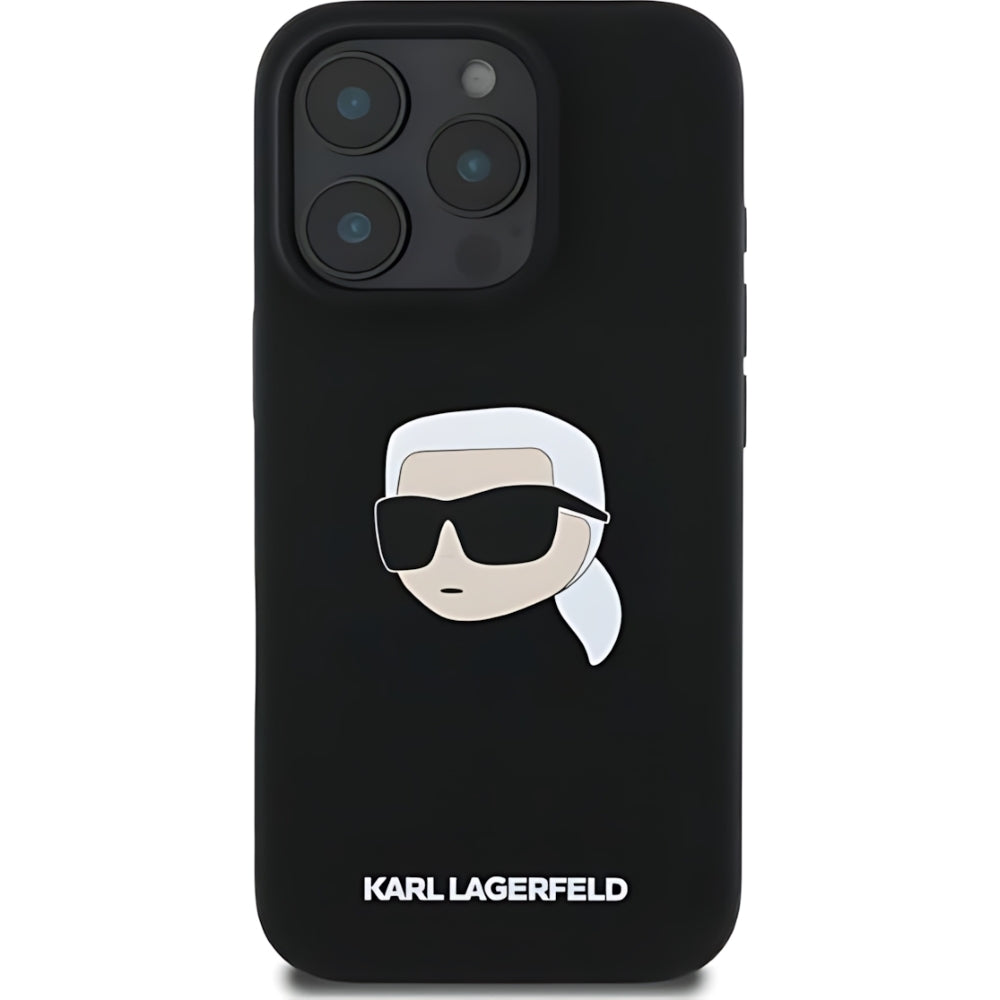 Schutzhülle Karl Lagerfeld Hard Case Silicone Karl Head MagSafe für iPhone 16 Pro, Schwarz