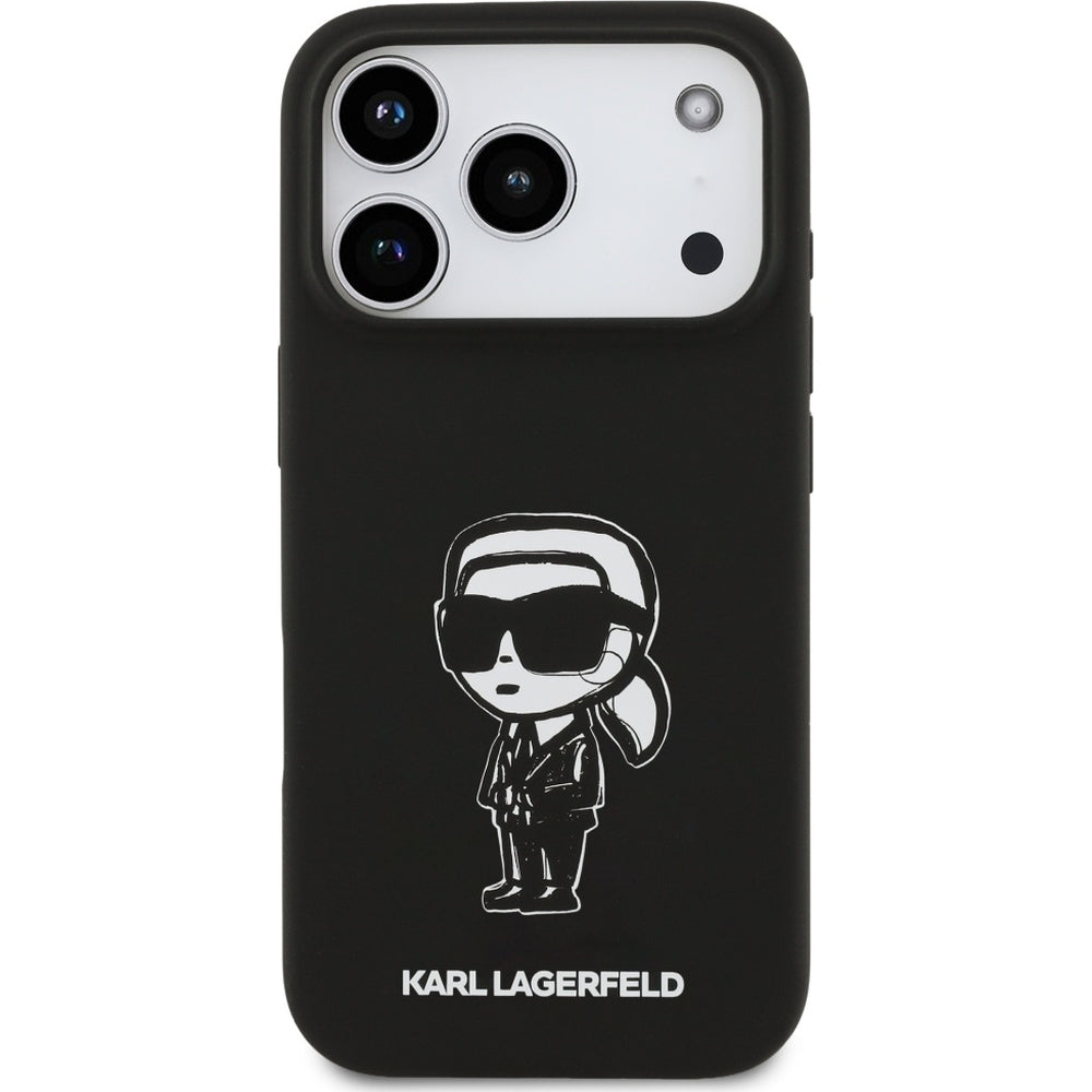 Handyhülle für iPhone 17 Pro, Karl Lagerfeld Silicone KL Sketch Logo m