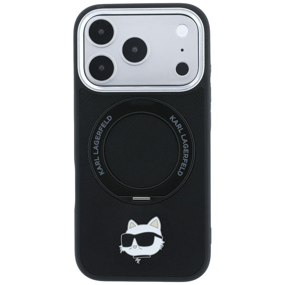 Handyhülle für iPhone 18 Pro / 17 Pro, Karl Lagerfeld Ring Stand 360 Choupette Head Pin mit MagSafe