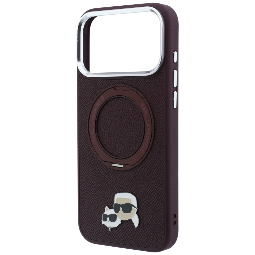 Handyhülle für iPhone 18 Pro / 17 Pro, Karl Lagerfeld Ring Stand 360 Karl Choupette Heads Pin mit MagSafe