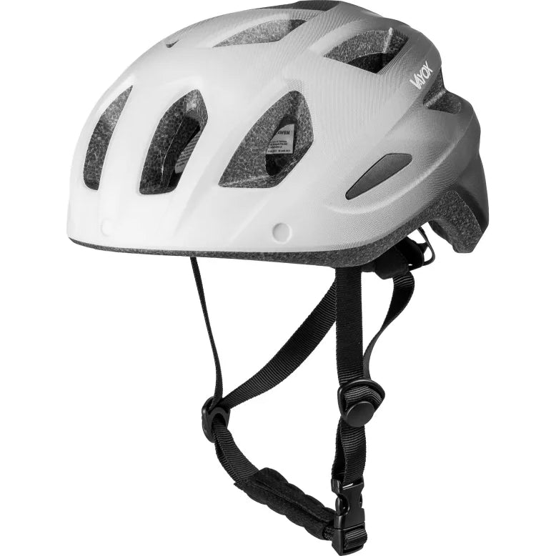 Fahrradhelm, Vayox Active + LED VA0424WBM, 55-58 cm, Größe M, Weiß-Schwarz