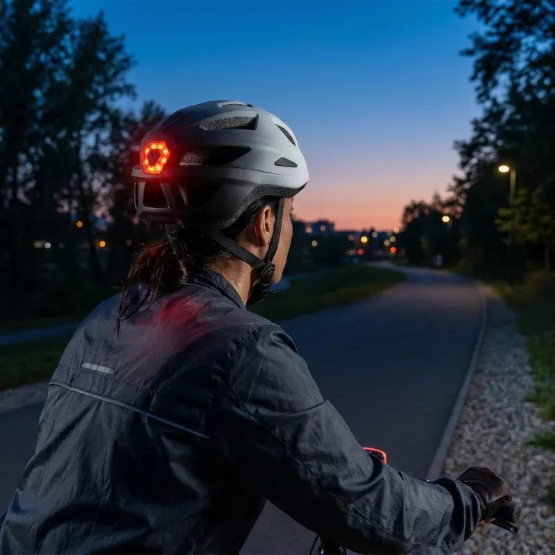 Fahrradhelm, Vayox Active + LED VA0424WBL, 58-61 cm, Größe L, Weiß-Schwarz
