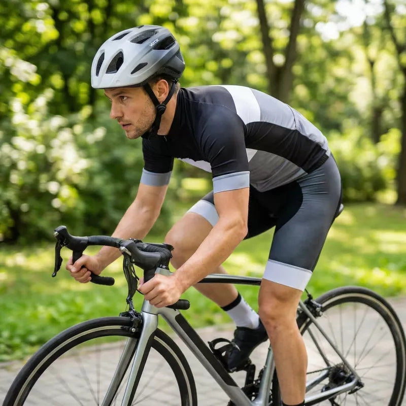 Fahrradhelm, Vayox Active + LED VA0424WBM, 55-58 cm, Größe M, Weiß-Schwarz
