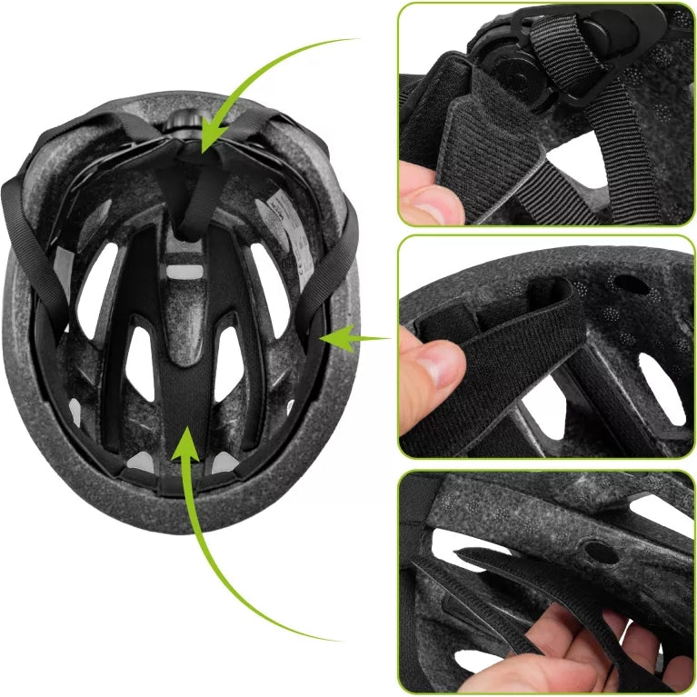 Fahrradhelm, Vayox Active + LED VA0424WBL, 58-61 cm, Größe L, Weiß-Schwarz