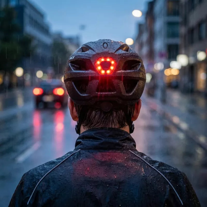 Fahrradhelm, Vayox Active + LED VA0424WBM, 55–58 cm, Größe M, Matt-Schwarz