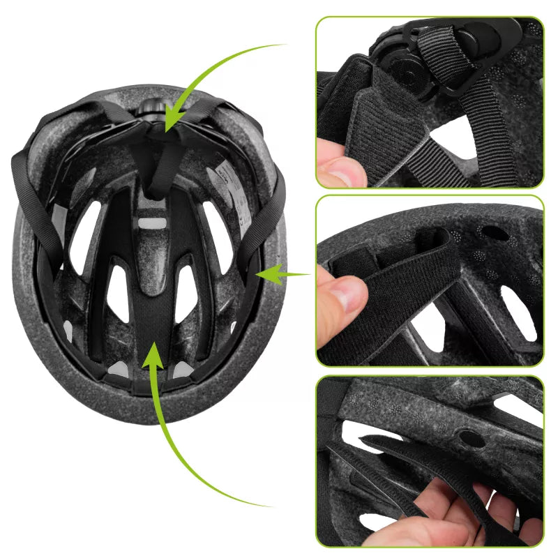 Fahrradhelm, Vayox Active + LED VA0424BML, 58-61 cm, Größe L, Matt-Schwarz