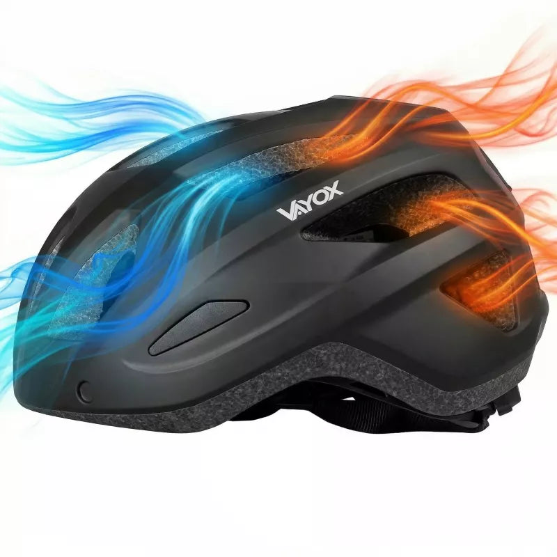 Fahrradhelm, Vayox Active + LED VA0424BML, 58-61 cm, Größe L, Matt-Schwarz