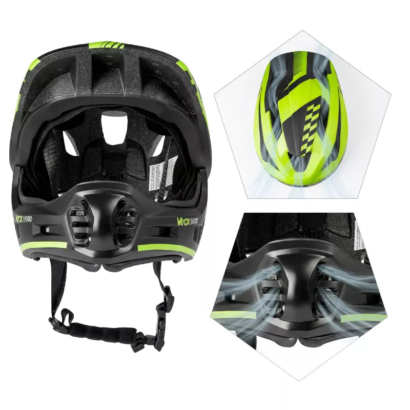 Fahrradhelm Vayox Enduro mit abnehmbarem Kinnschutz VA0421GS 48-52 cm, Größe S, Grün