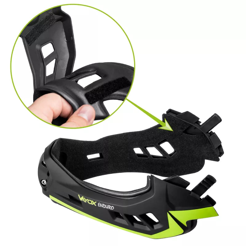 Fahrradhelm Vayox Enduro mit abnehmbarem Kinnschutz VA0421GM 54-58 cm, Größe M, Grün