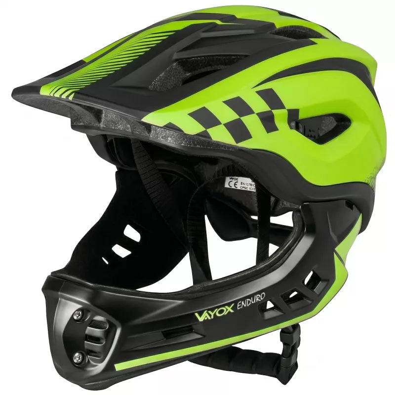 Fahrradhelm Vayox Enduro mit abnehmbarem Kinnschutz VA0421GM 54-58 cm, Größe M, Grün