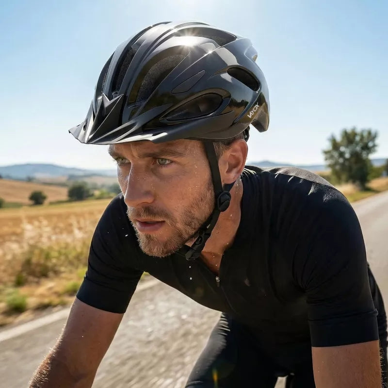 Fahrradhelm Vayox Speed, 58–61 cm, Größe L, glänzend Schwarz