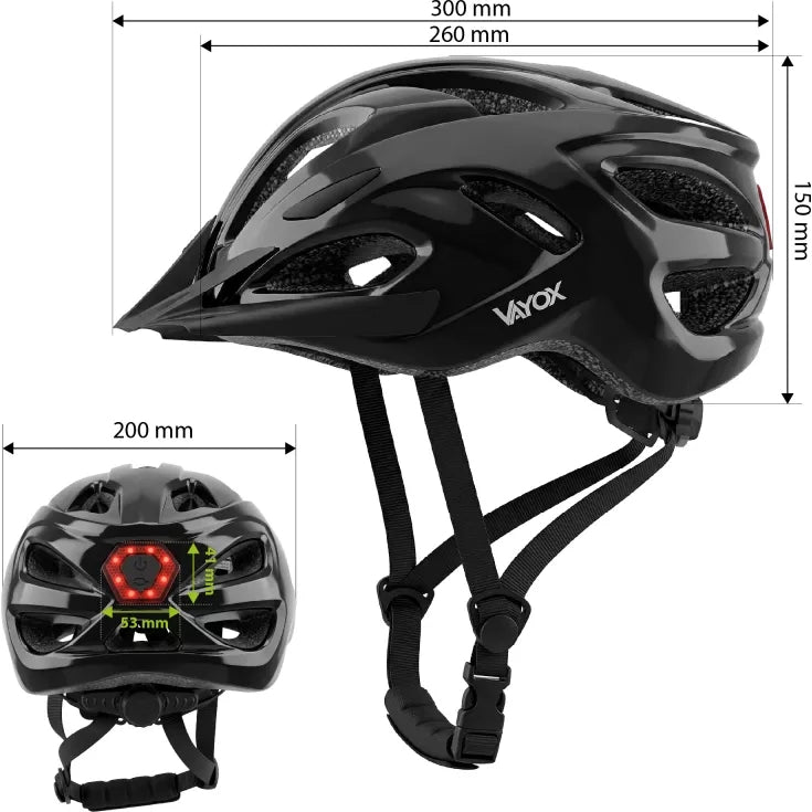 Fahrradhelm Vayox Speed, 58–61 cm, Größe L, glänzend Schwarz