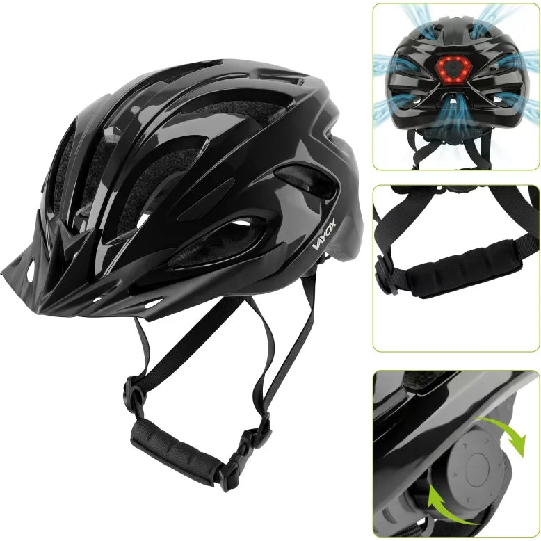 Fahrradhelm Vayox Speed, 58–61 cm, Größe L, glänzend Schwarz