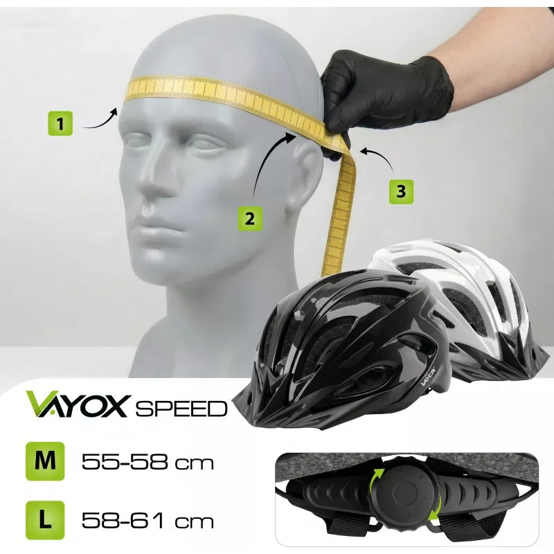 Fahrradhelm Vayox Speed, 55–58 cm, Größe M, Glänzend weiß