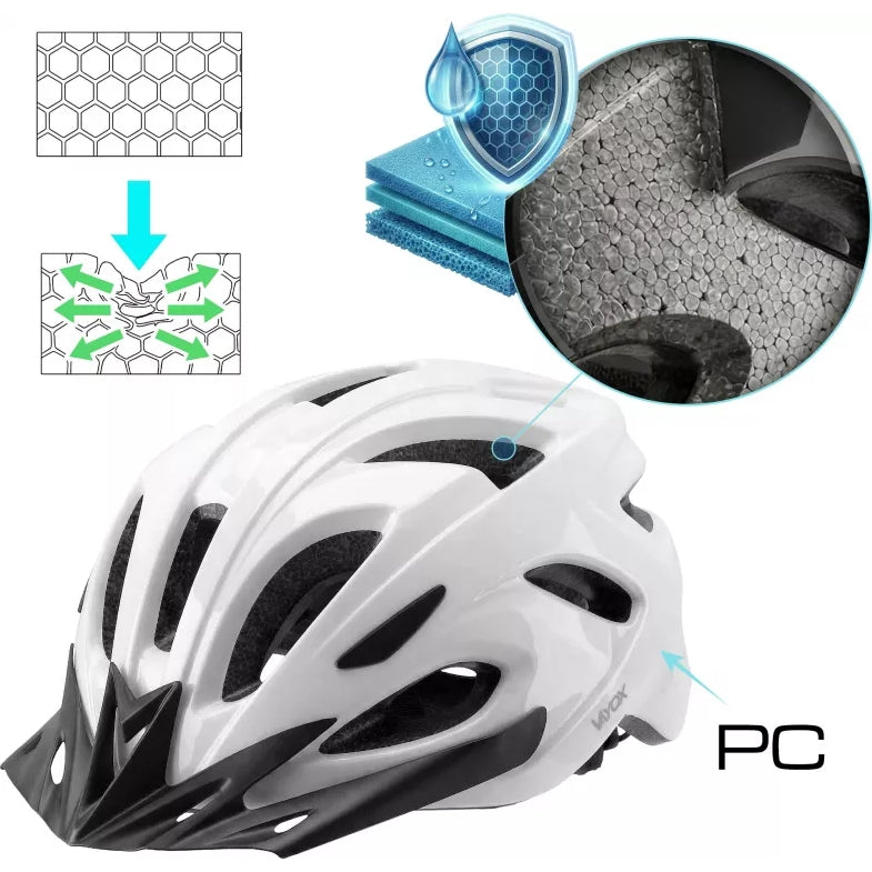 Fahrradhelm Vayox Speed, 55–58 cm, Größe M, Glänzend weiß
