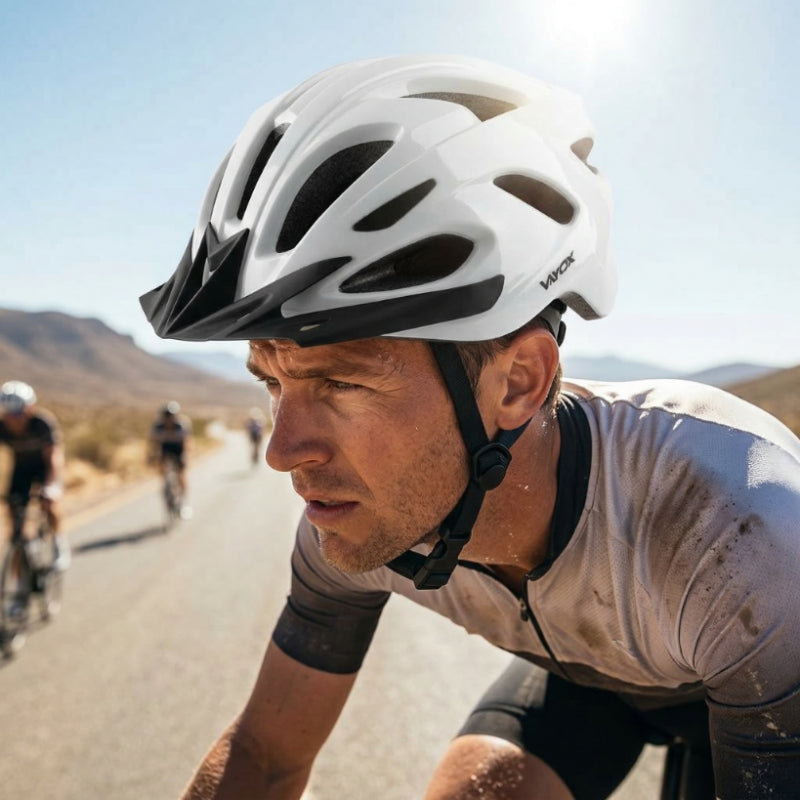 Fahrradhelm Vayox Speed, 55–58 cm, Größe M, Glänzend weiß