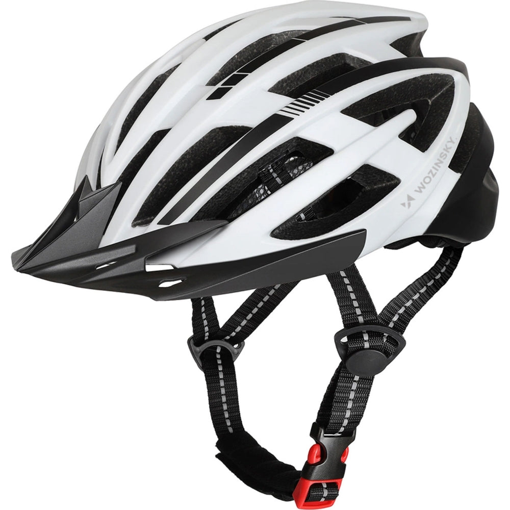 MTB- Fahrradhelm Wozinsky HT-28VCB mit abnehmbarem Schirm L, 57-62 cm, Schwarz und weiß