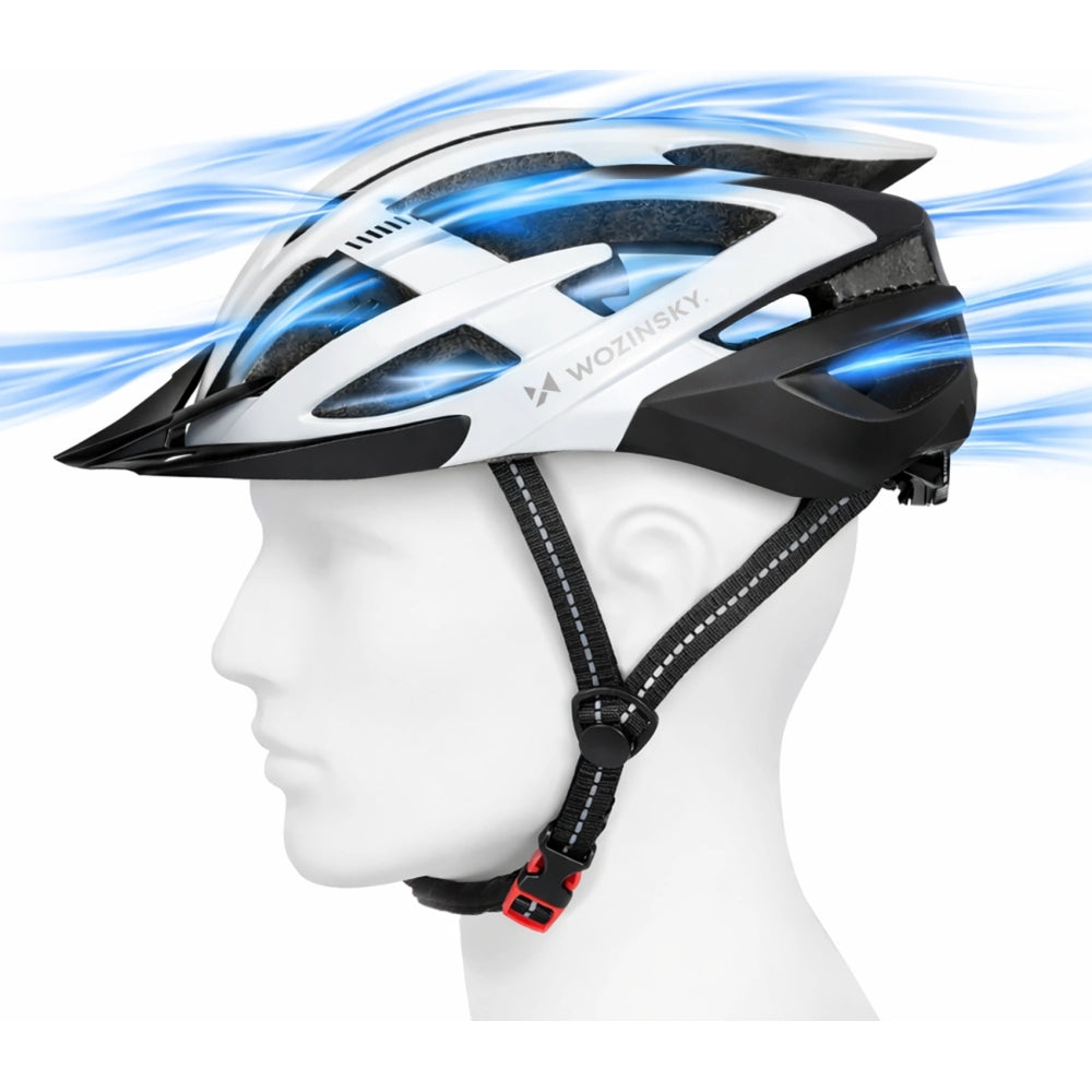 MTB- Fahrradhelm Wozinsky HT-28VCB mit abnehmbarem Schirm L, 57-62 cm, Schwarz und weiß