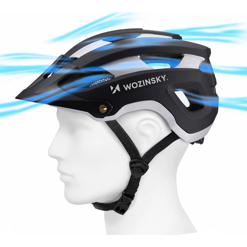 Rennradhelm MTB- Fahrradhelm Wozinsky HT-001V L,58-62 cm, Schwarz-silbern