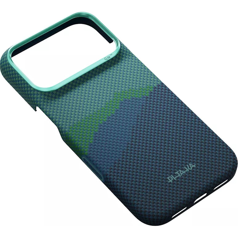 Aramid Handyhülle für iPhone 18 Pro / 17 Pro, PITAKA Ultra-Slim Case mit MagSafe, Grün und Blau mit Kevlar (5/7)