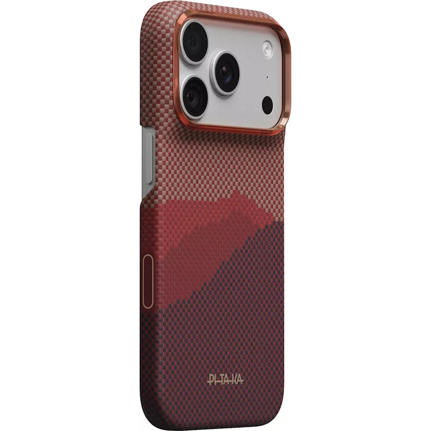 Aramid Handyhülle für iPhone 18 Pro Max / 17 Pro Max, PITAKA Ultra-Slim Case mit MagSafe, Rot und Rotwein (1/7)