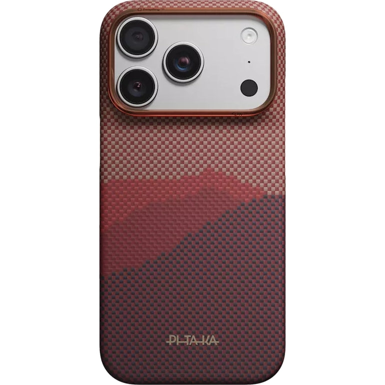Aramid Handyhülle für iPhone 18 Pro Max / 17 Pro Max, PITAKA Ultra-Slim Case mit MagSafe, Rot und Rotwein (7/7)