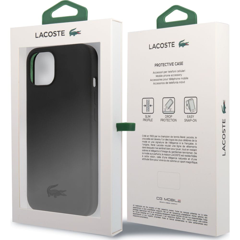 Schutzhülle für iPhone 13 Mini, Lacoste Hardcase Silicone, Schwarz