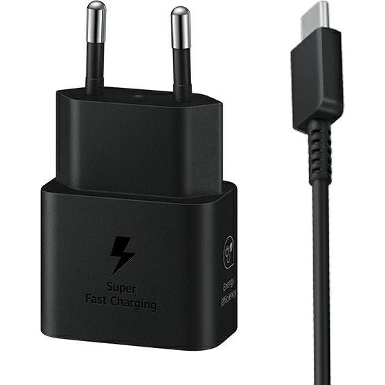 Wandladegerät Samsung Fast Charge EP-T2510XB PD 25W + USB-C Kabel, Schwarz