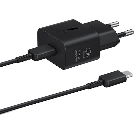 Wandladegerät Samsung Fast Charge EP-T2510XB PD 25W + USB-C Kabel, Schwarz