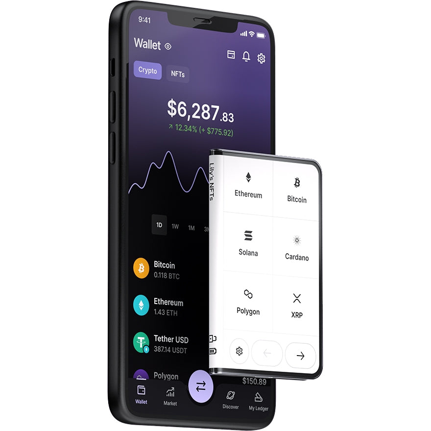 Kryptowährungs-Wallet und NFT Ledger Stax + Hülle, Grau
