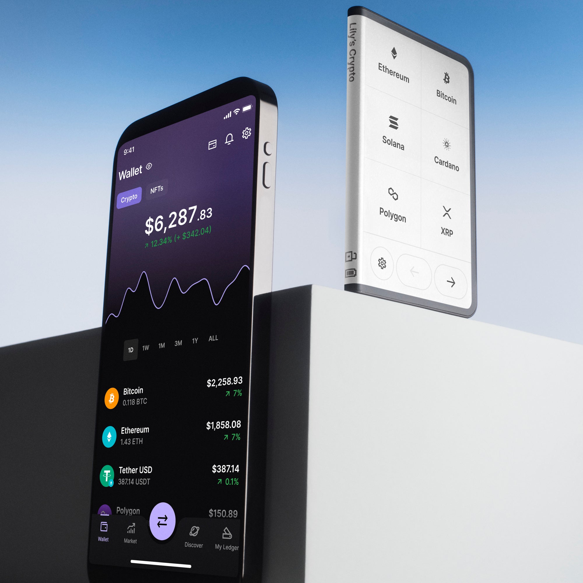 Kryptowährungs-Wallet und NFT Ledger Stax + Hülle, Grau