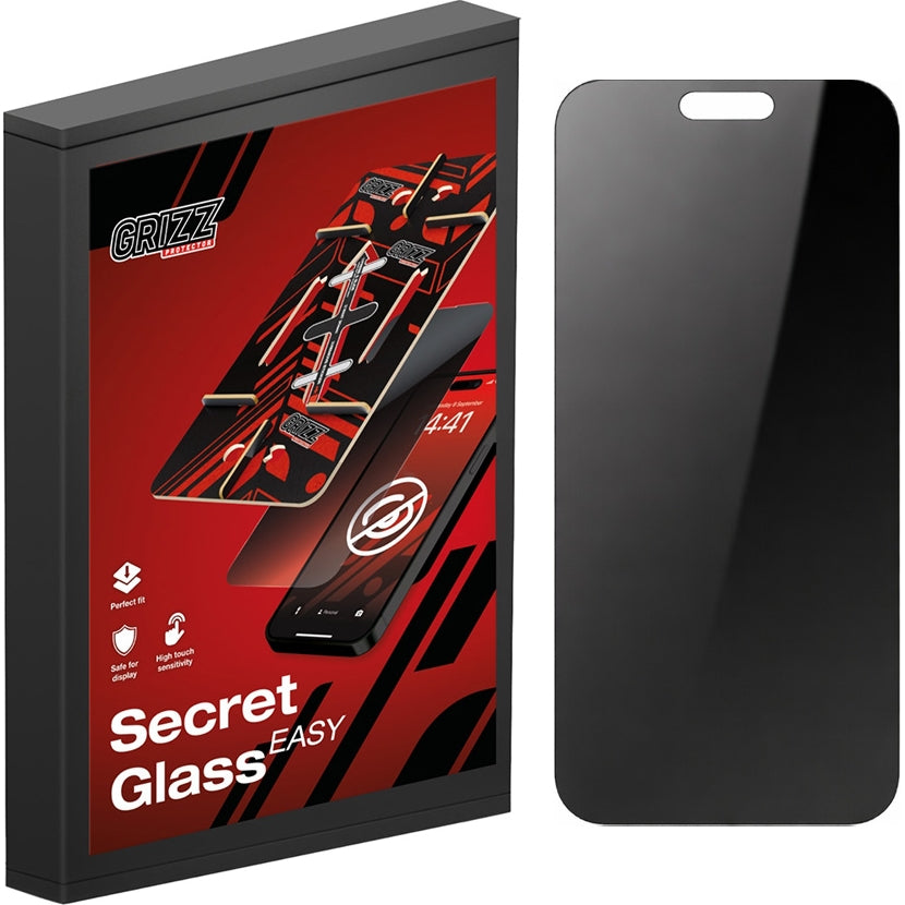 Hybrides Sichtschutzglas für iPhone 17 Pro, Grizz SecretGlass Easy mit Applikator, 2 Stück, Matt