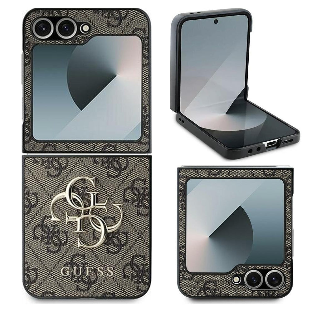 Handyhülle für Galaxy Z Flip7 FE / Z Flip6, Guess 4G Metal Gold Logo, Braun