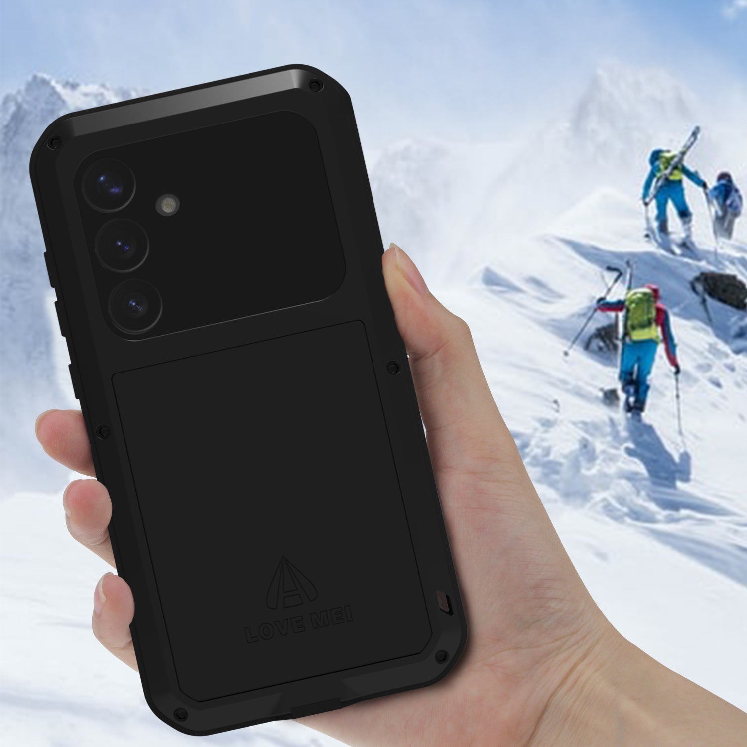 Handyhülle für Galaxy S25 Plus, Love Mei Powerful mit Glas, Schwarz