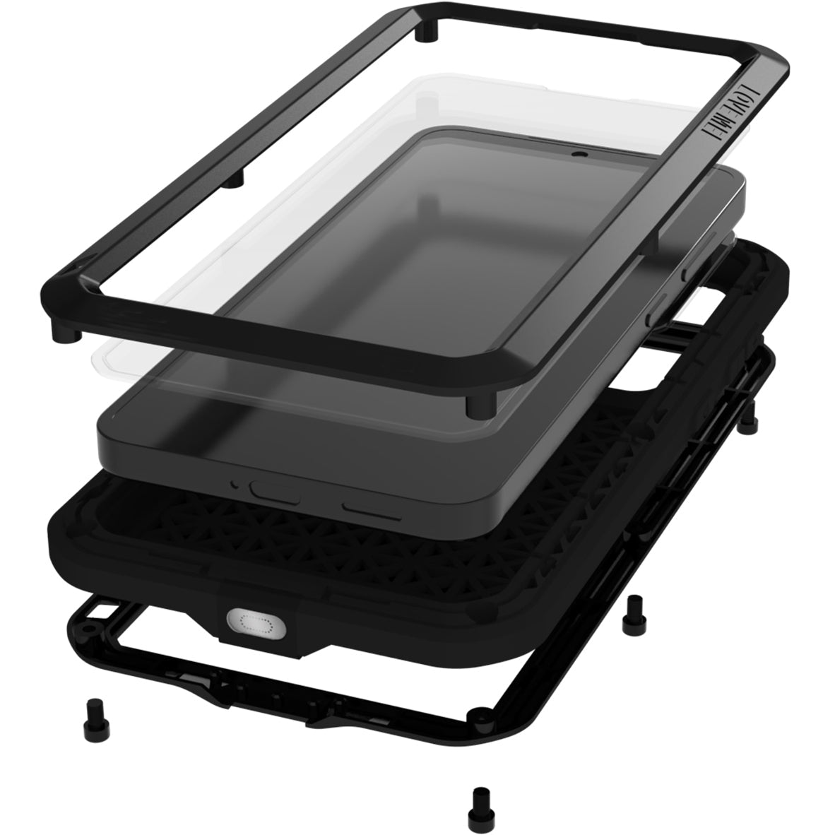 Handyhülle für Galaxy S25 Plus, Love Mei Powerful mit Glas, Schwarz