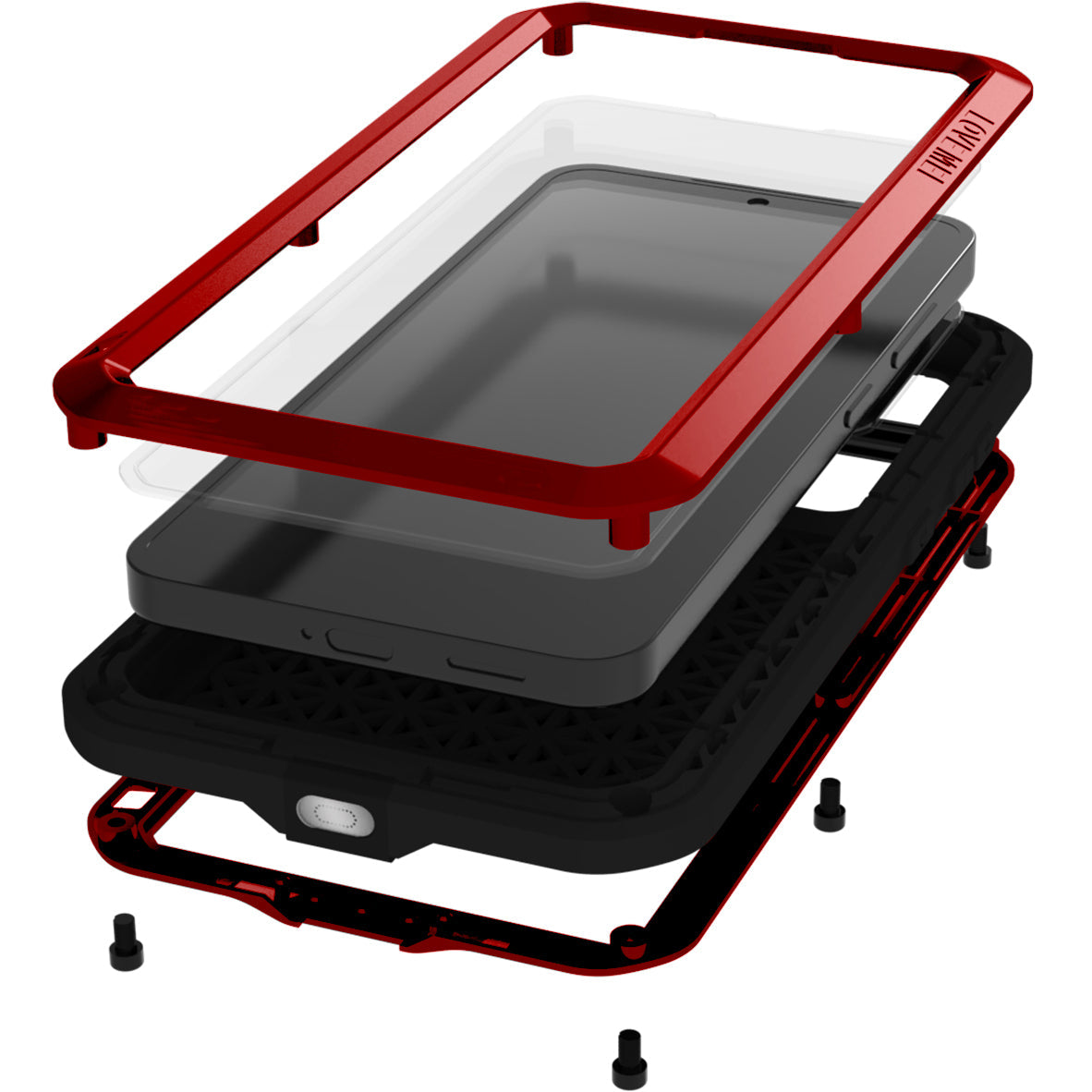 Handyhülle für Galaxy S25 Plus, Love Mei Powerful mit Glas, Rot