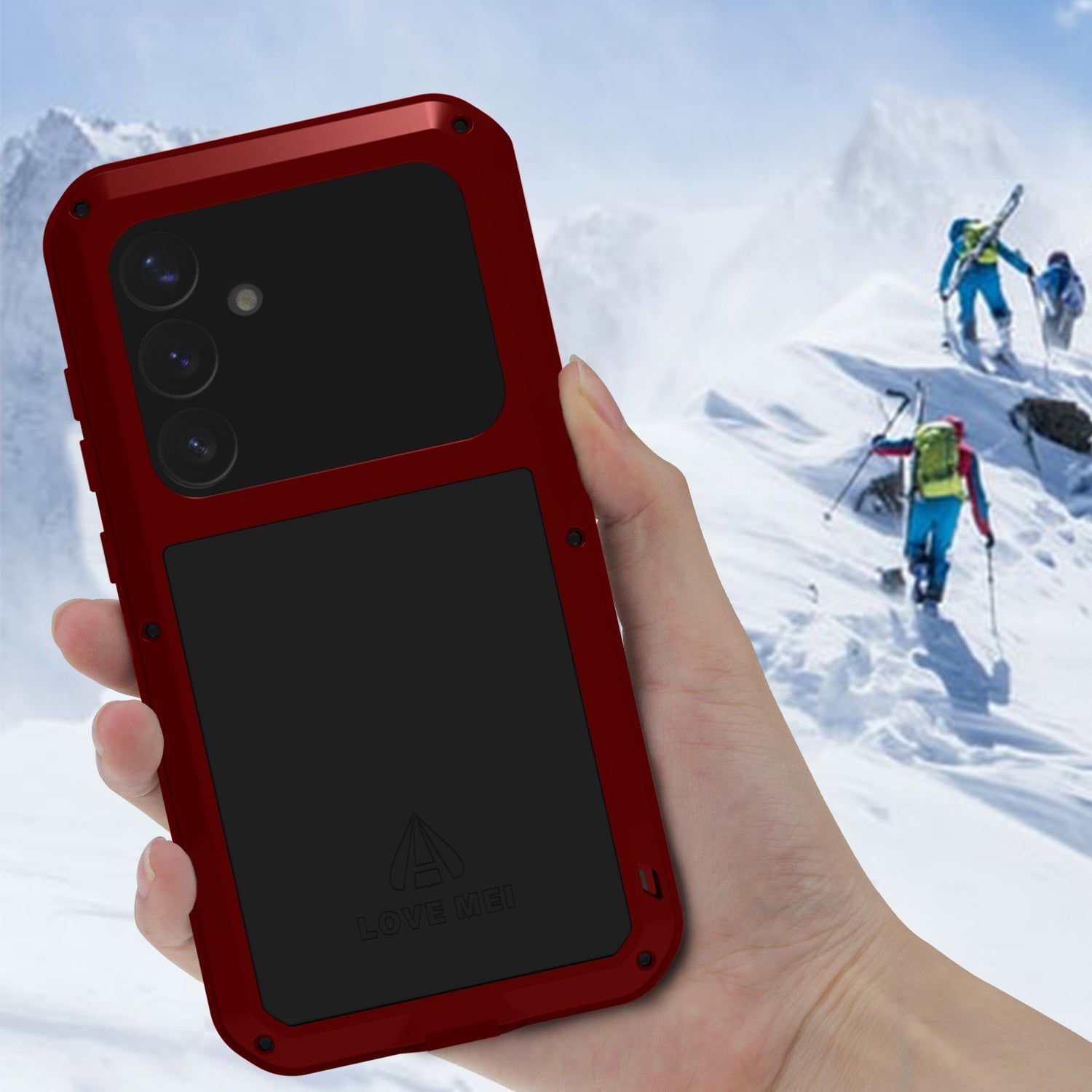 Handyhülle für Galaxy S25 Plus, Love Mei Powerful mit Glas, Rot