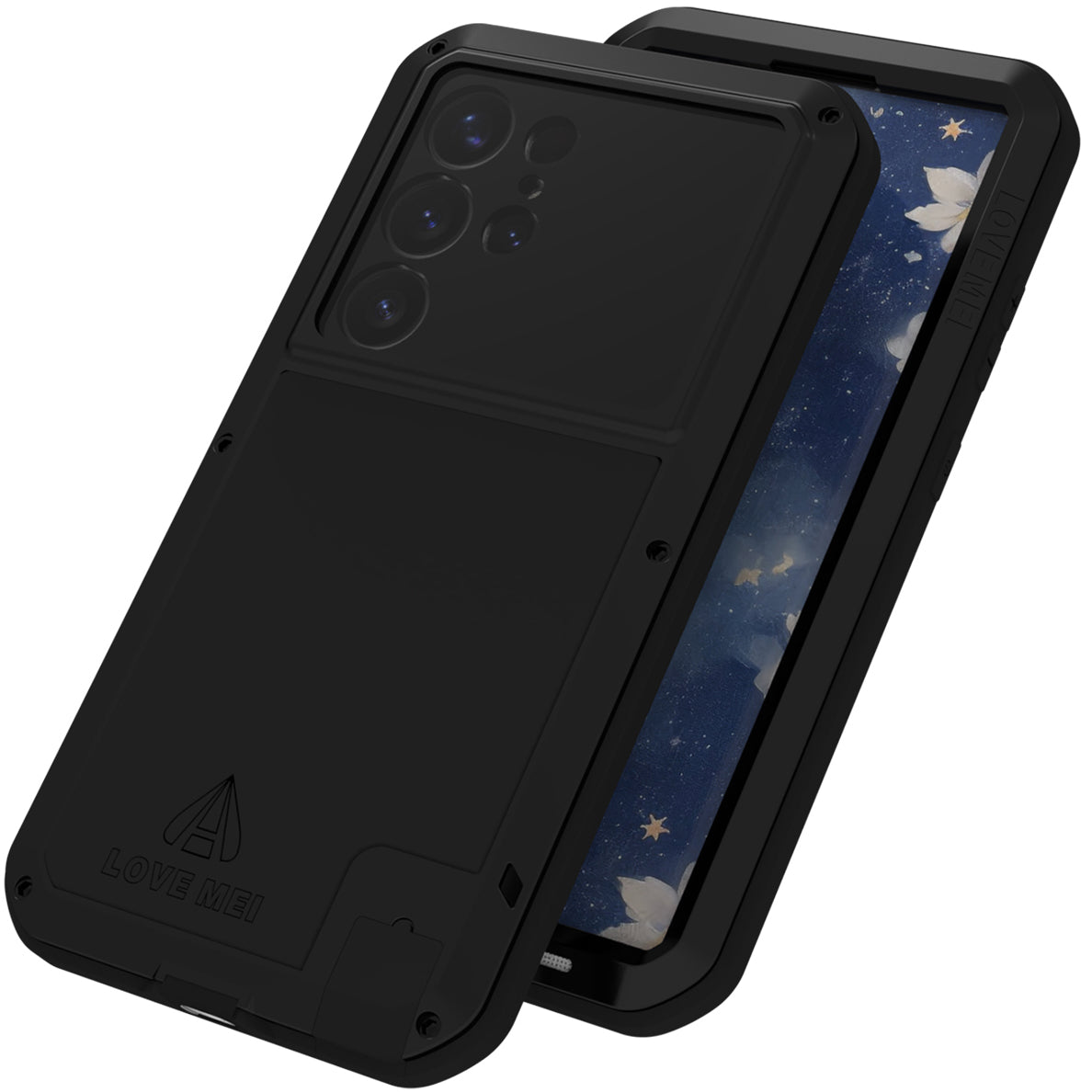 Handyhülle für Galaxy S25 Ultra, Love Mei Powerful mit Glas, Schwarz